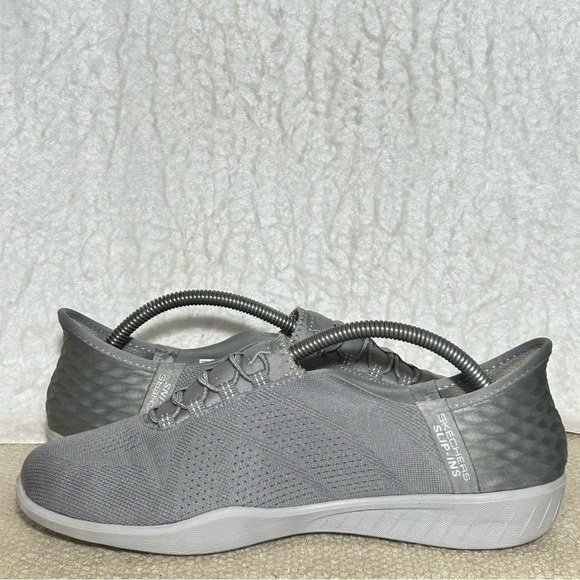 Skechers Womens Grey Newbury St Slip-Ins.Knit Memory Foam Sneakers Shoes SZ 7.5 - Picture 7 of 11